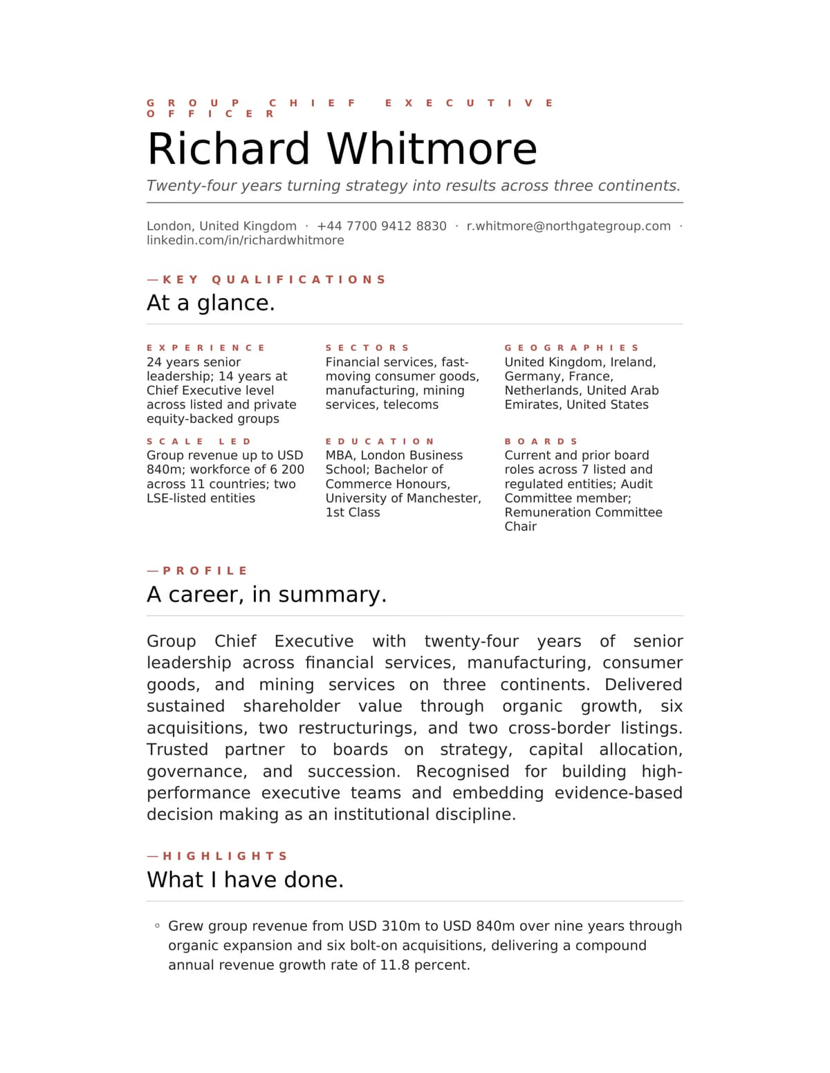 CEO EXEC 03 Editorial resume template preview