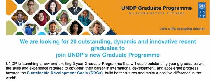 UNDP Graduate program for young graduates: Call for applications